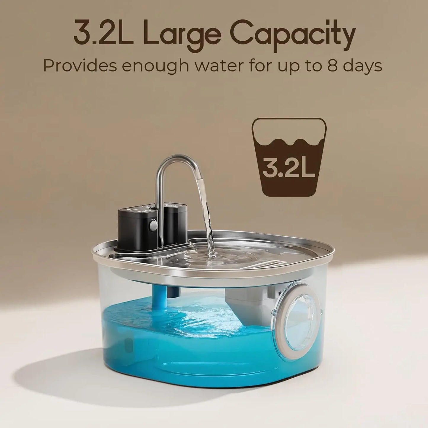 Smart Sensor Cat &amp; Dog Water Fountain – 3L Auto-Refill