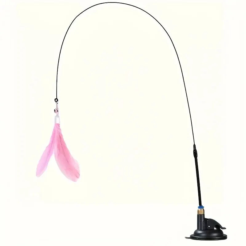 Interactive Cat Wand Toy – Feather &amp; Bell with Suction Base