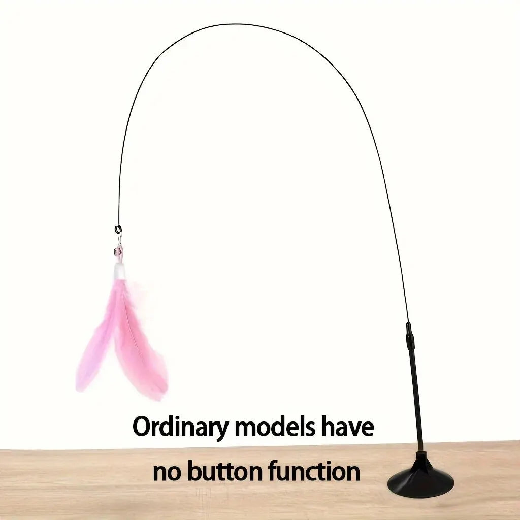 Interactive Cat Wand Toy – Feather &amp; Bell with Suction Base